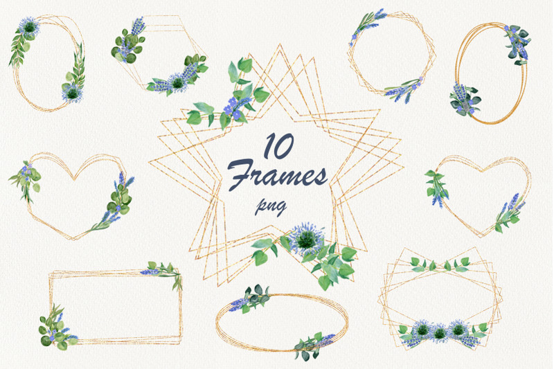 gold-frames-with-lavender-and-eucalyptus