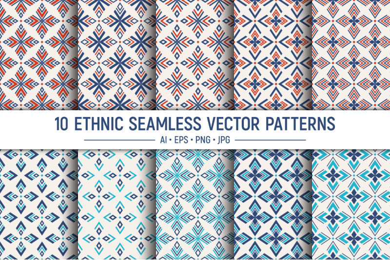 10-seamless-geometric-ethnic-vector-patterns