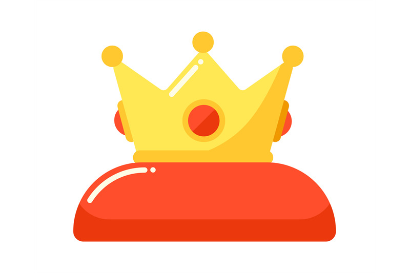 golden-crown-king-on-red-pillow-isolated