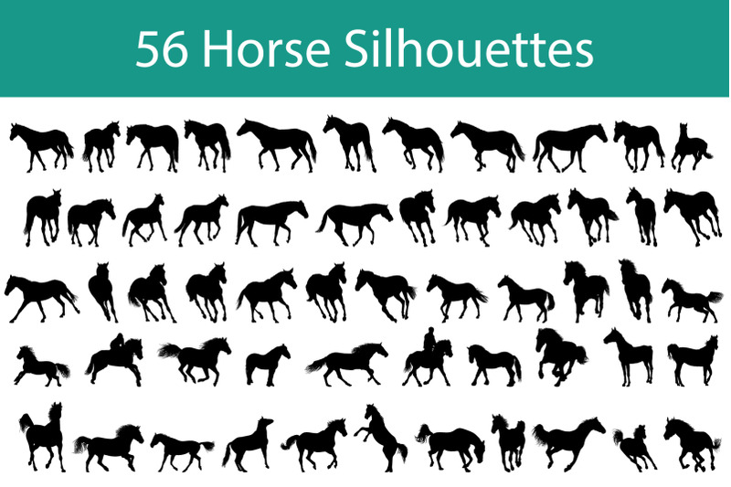 horse-silhouette-set