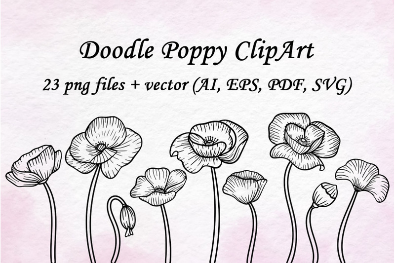 doodle-poppy-clipart-set