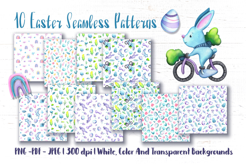 watercolor-easter-egg-seamless-pattern-set