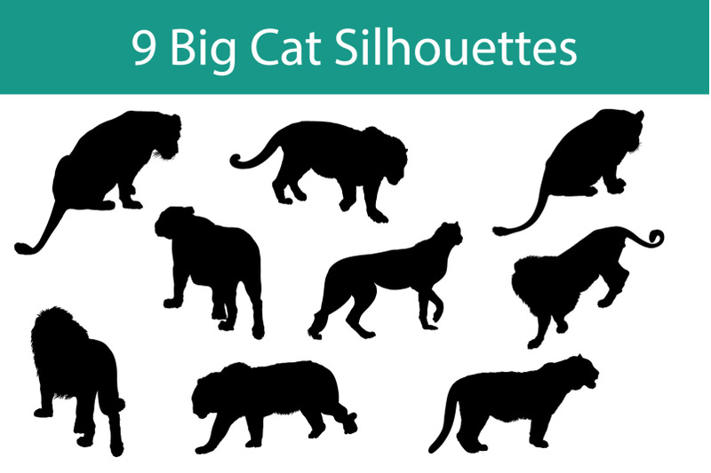big-cat-silhouette-set