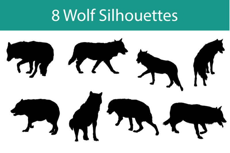 wolf-silhouette-set