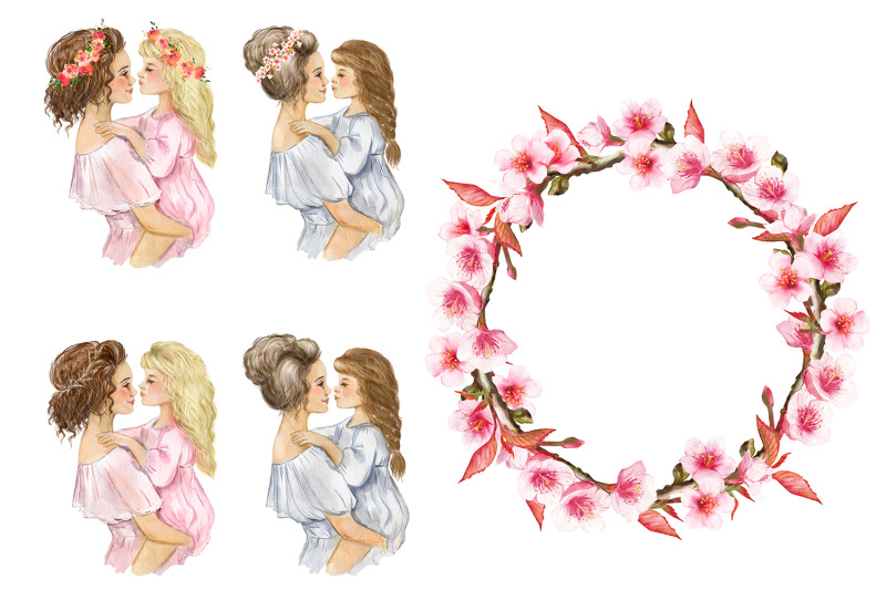 mother-039-s-day-watercolor-clipart-mother-and-daughter-little-girl