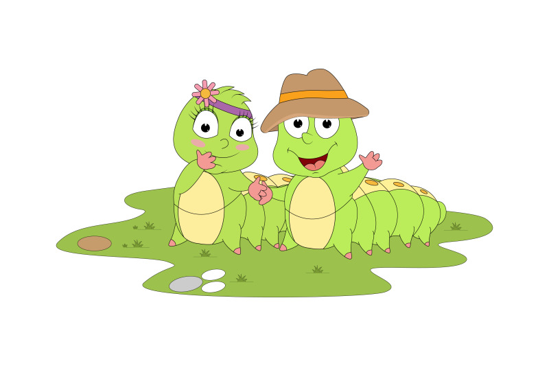couple-of-caterpillar-cartoon-fall-in-love
