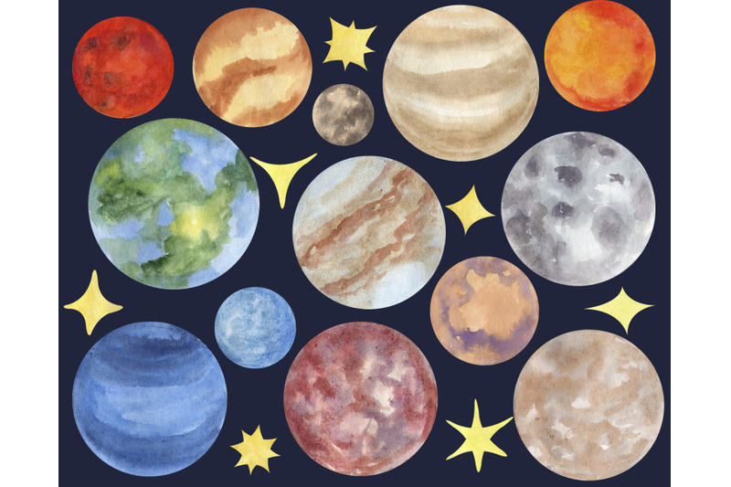 space-clipart-watercolor-planets-galaxy-illustration