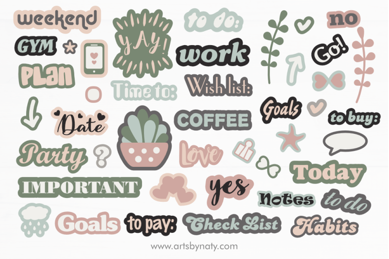 Cute stickers Printable SVG for planners. DXF File Include