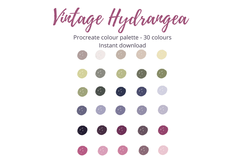 vintage-hydrangea-procreate-colour-palette-x-30-shades