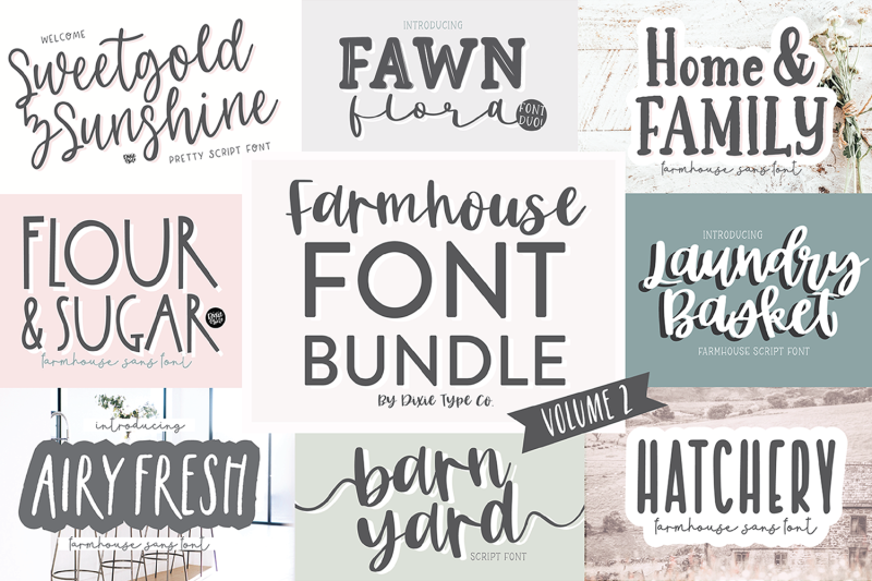 volume-2-farmhouse-font-bundle
