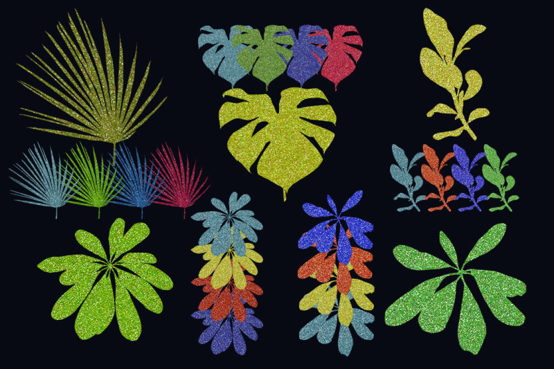 silhouettes-of-tropical-leaves-with-sequins-sublimation