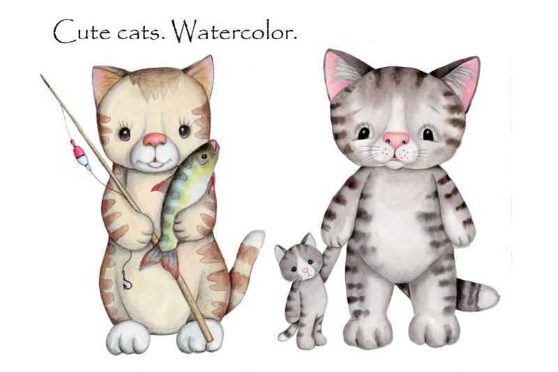 cute-cats-watercolor