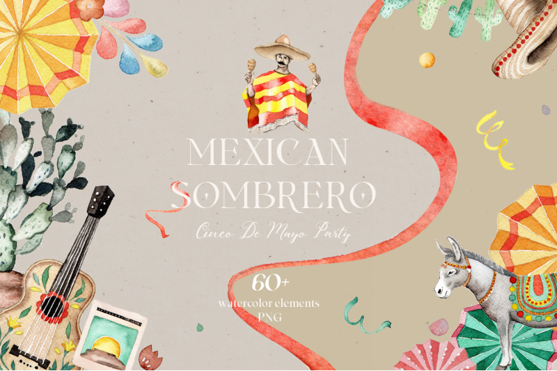 mexican-sambrero-watercolor-set