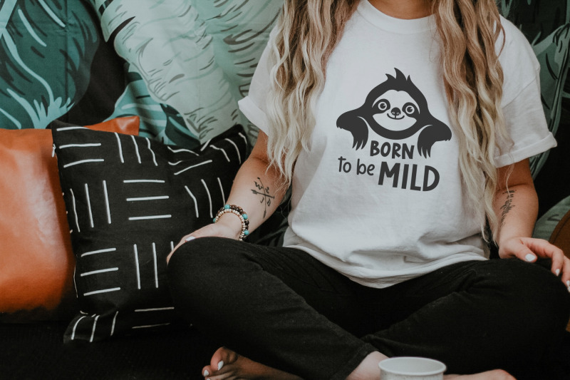 cute-sloth-svg-funny-quotes-born-to-be-mild-funny-t-shirt-svg-designs