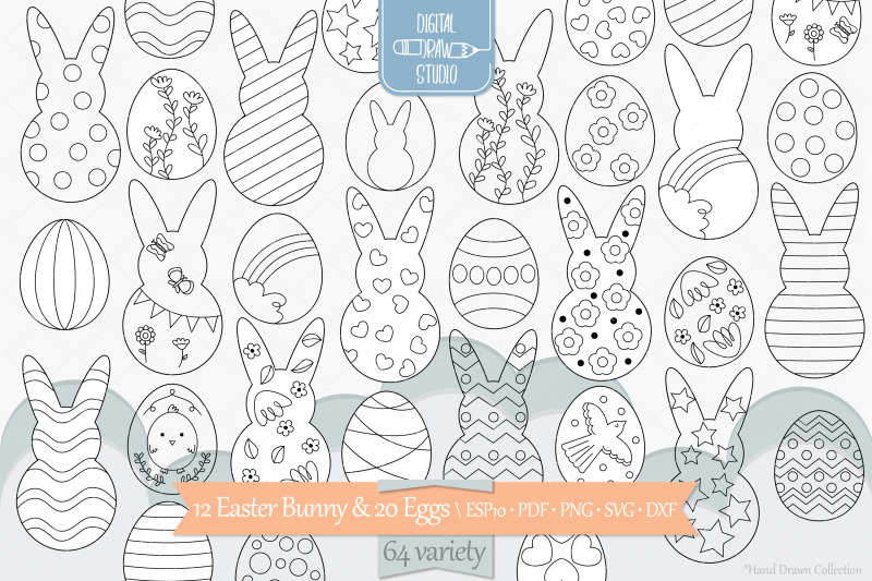 easter-bunny-and-eggs-doodles-decorated-heart-flower-polka-dots