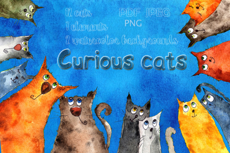 watercolor-illustration-curious-cats