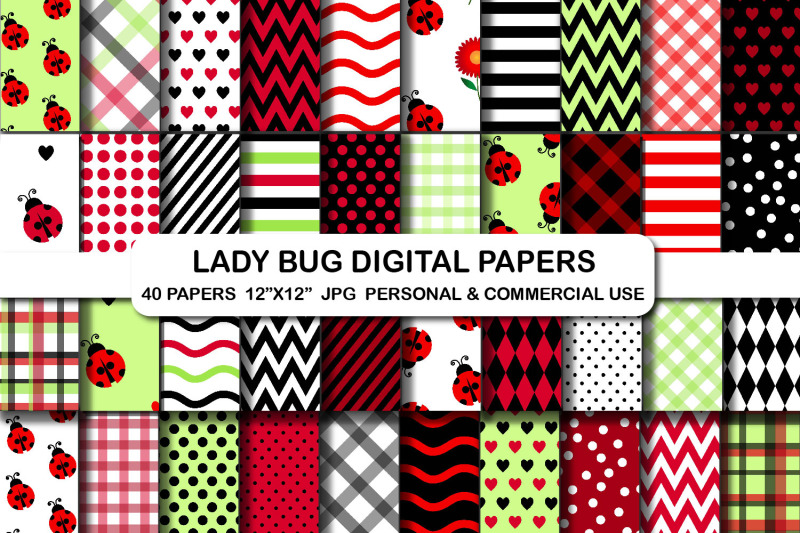 ladybug-digital-background-paper-set