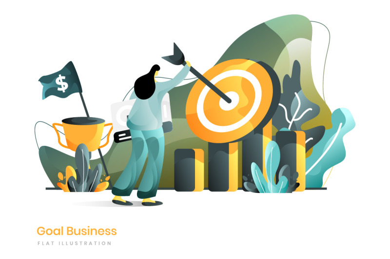 business-online-marketing-set-flat-illustration