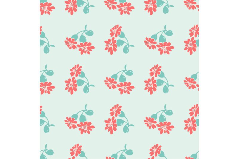 hand-drawn-bloom-blue-branches-with-red-flowers-floral-seamless-patte