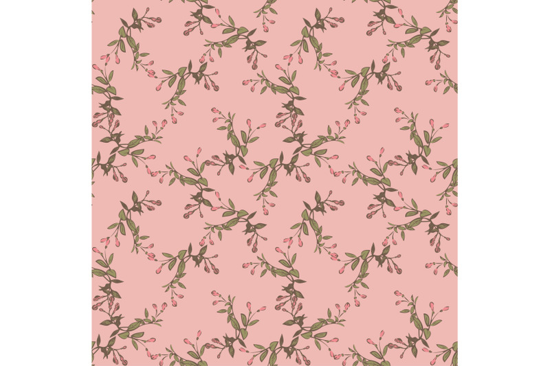 hand-drawn-bloom-green-branches-with-pink-flowers-floral-seamless-pat