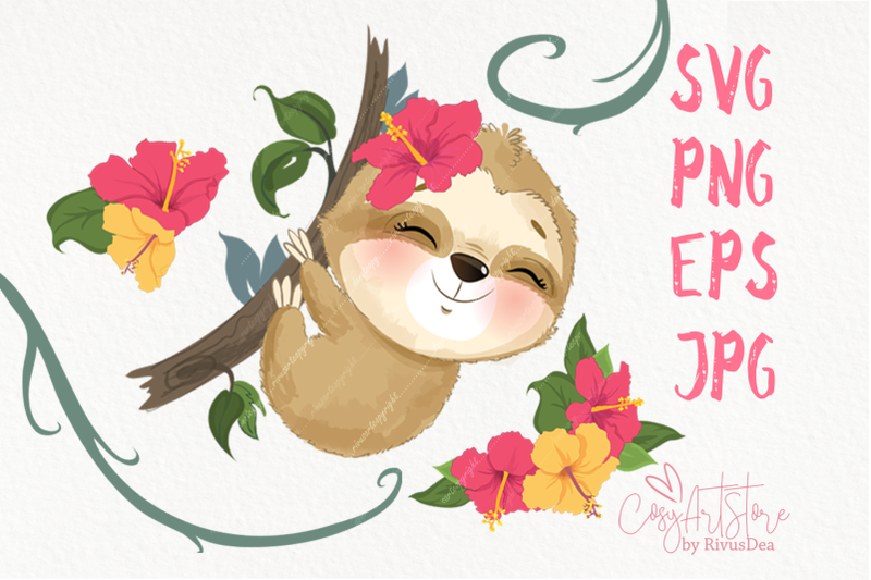 cute-sloth-svg-file-download-tropical-baby-animals-png-clipart