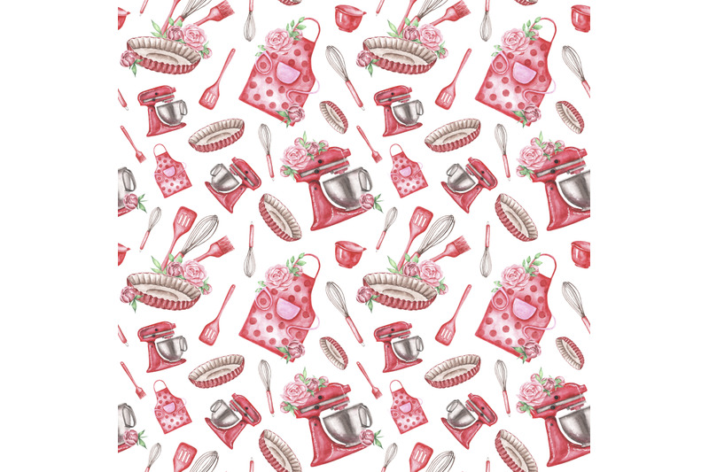 pastry-chef-watercolor-seamless-pattern-confectionery-bakery-cook