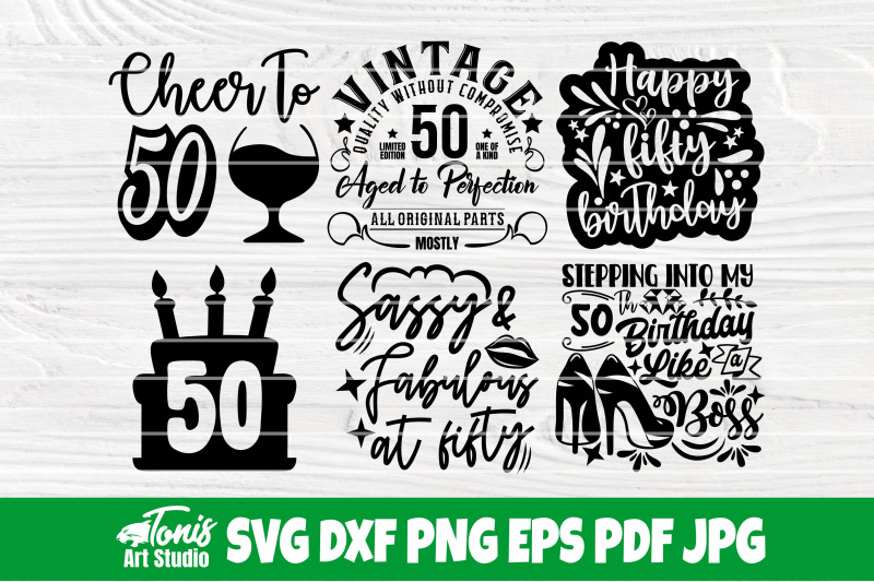 50th Birthday Svg Bundle, Fifty Birthday Shirt Svg By Tonisartstudio 