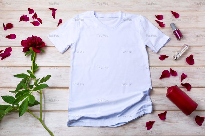 women-t-shirt-mockup-with-red-peony