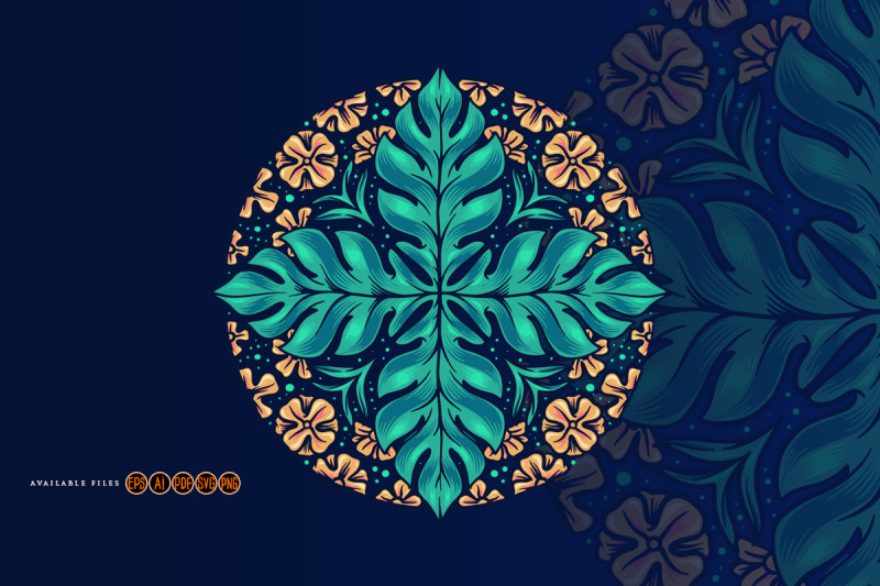 mandala-art-seamless-leaf-flowers