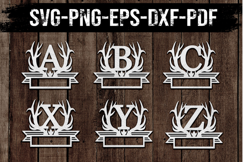 customizable-26-a-z-antlers-font-papercut-bundle-dxf-svg-pdf