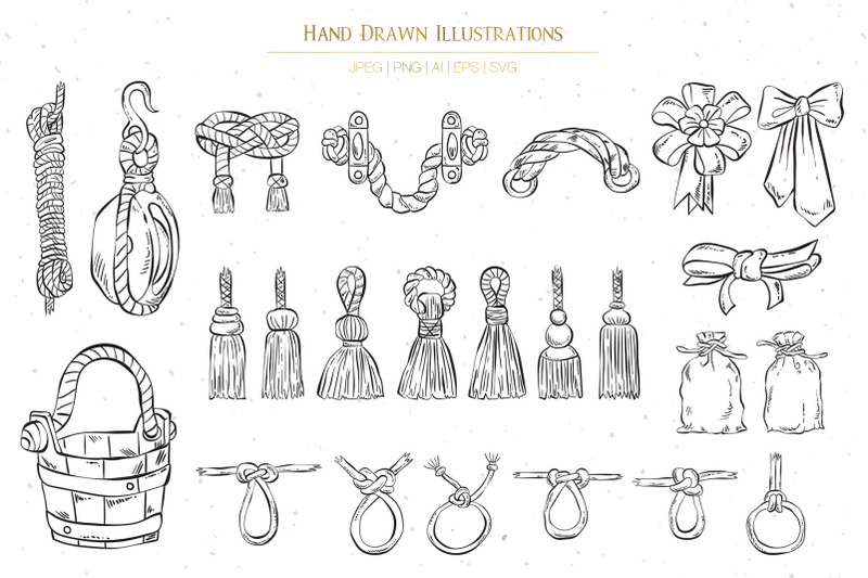 rope-knots-bows-and-tassels-illustrations