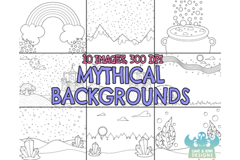 black-and-white-mythical-backgrounds-clipart-lime-and-kiwi-designs