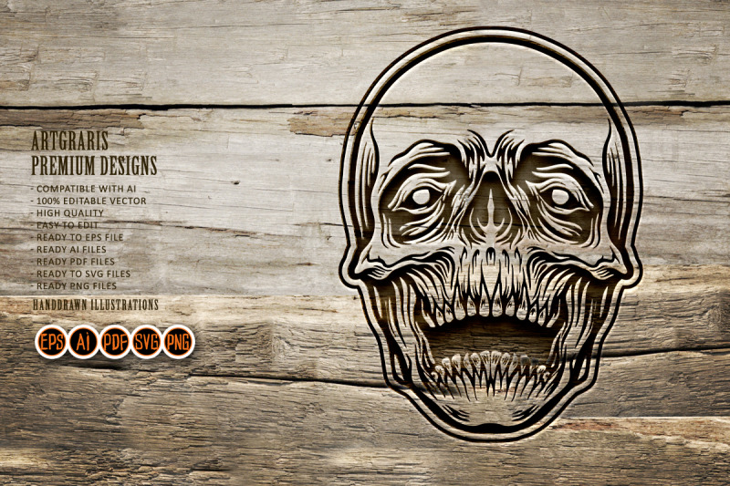 detailed-skull-head-silhouette-illustrations