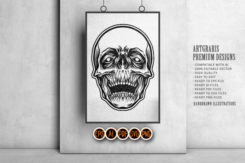 detailed-skull-head-silhouette-illustrations