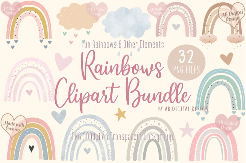 boho-rainbows-clipart-bundle-baby-nursery-baby-shower-png