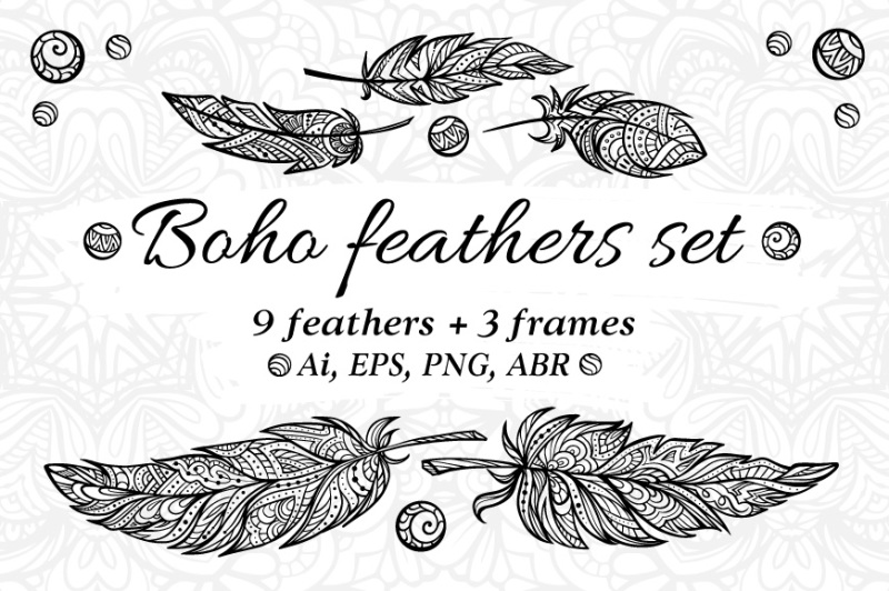 boho-style-feathers-set