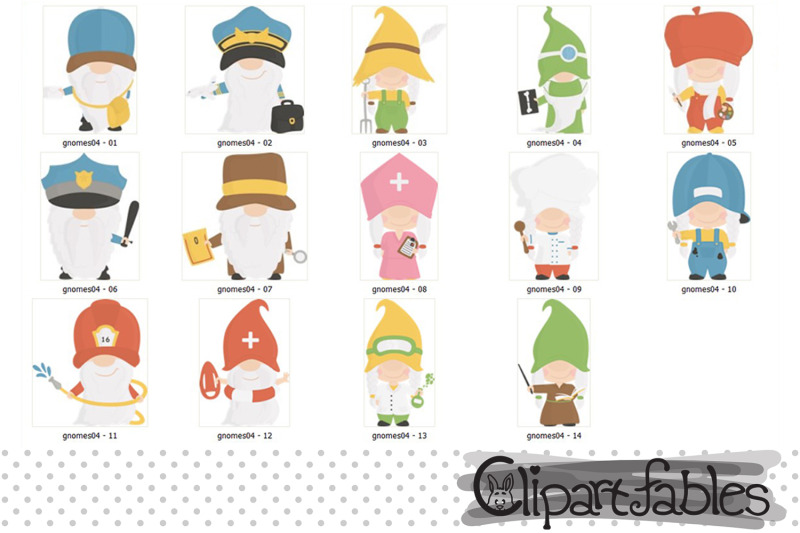 cute-gnome-professions-clipart-nurse-lifeguard-police-officer