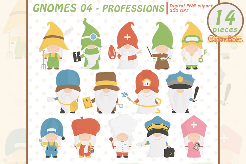 cute-gnome-professions-clipart-nurse-lifeguard-police-officer