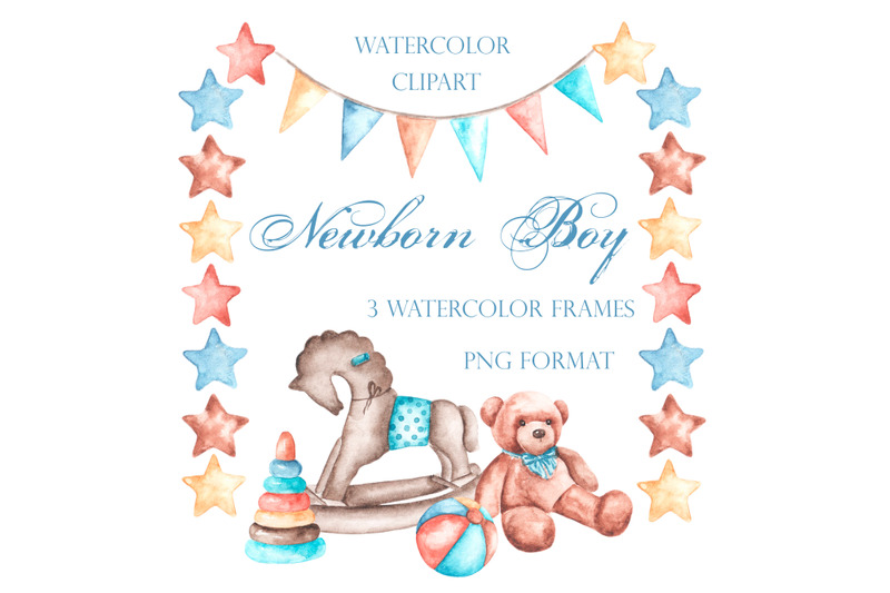 baby-watercolor-frames-baby-boy-frame-wreath-border-newborn-frame