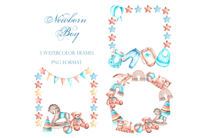 baby-watercolor-frames-baby-boy-frame-wreath-border-newborn-frame