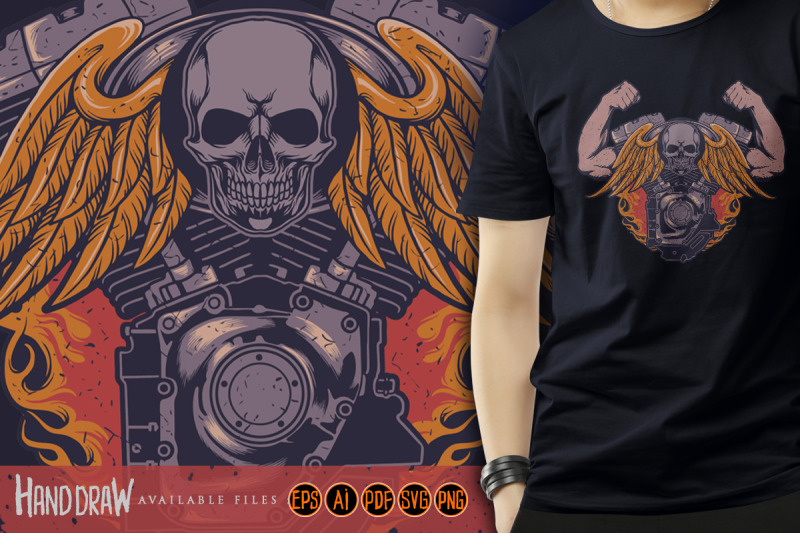 motorcycle-skull-wings-strong-logo-illustrations