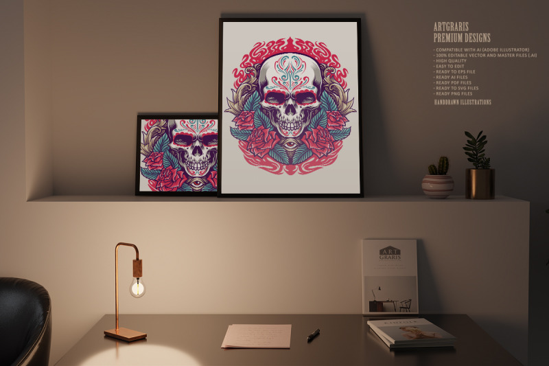 dia-de-los-muertos-mexican-skull-illustration