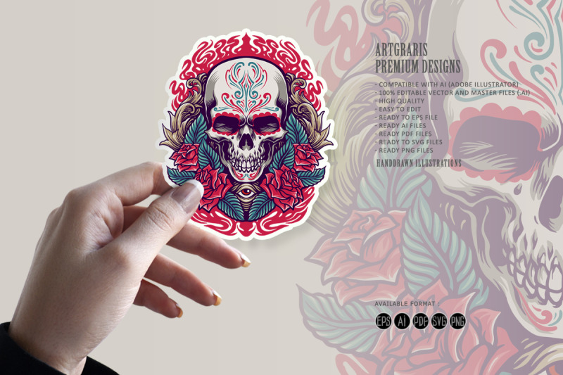 dia-de-los-muertos-mexican-skull-illustration