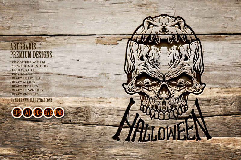halloween-skull-isolated-vector-illustrations