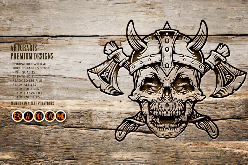 skull-vintage-military-with-axe-silhouette