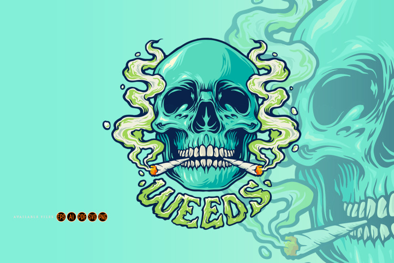 weed-skull-smoke-illustrations