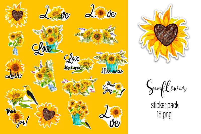 sunflower-watercolor-sticker-pack
