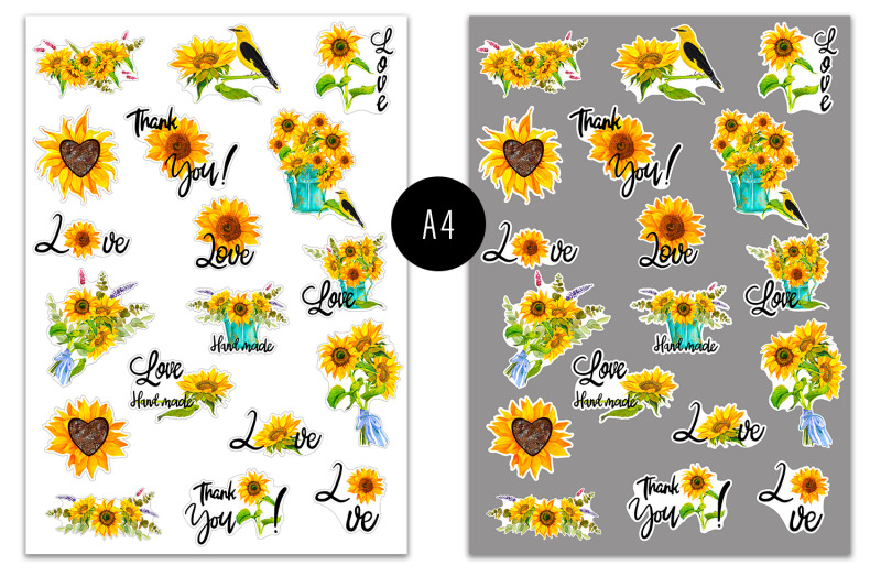 sunflower-watercolor-sticker-pack