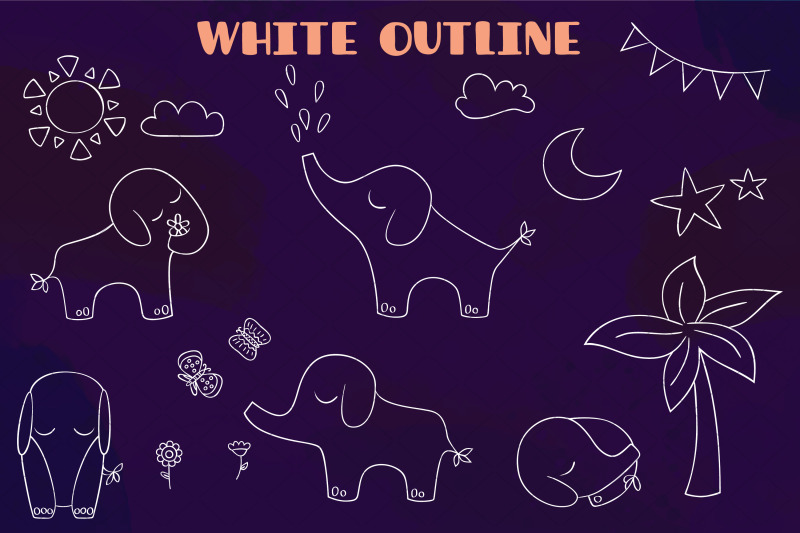 white-hand-drawn-elephants-jungle-animal-sun-moon-flower-tree