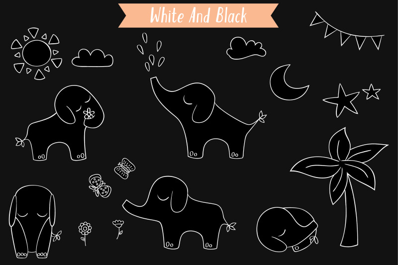 white-hand-drawn-elephants-jungle-animal-sun-moon-flower-tree